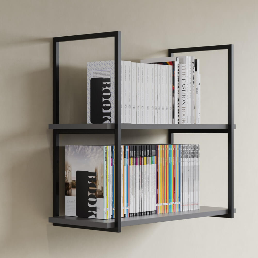 Βιβλιοστάτης μαύρος μεταλλικός book σε βιβλιοθήκη