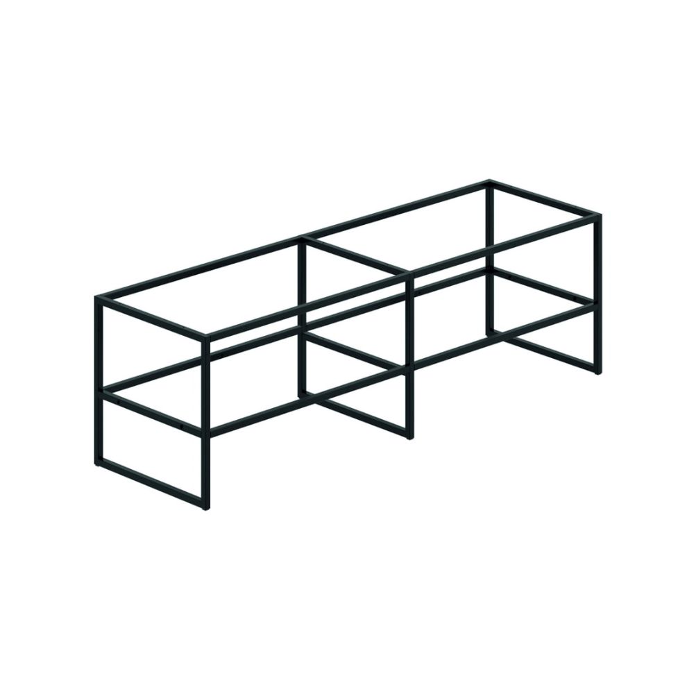 Ένας μαύρος μεταλλικός σκελετός επίπλου τηλεόρασης