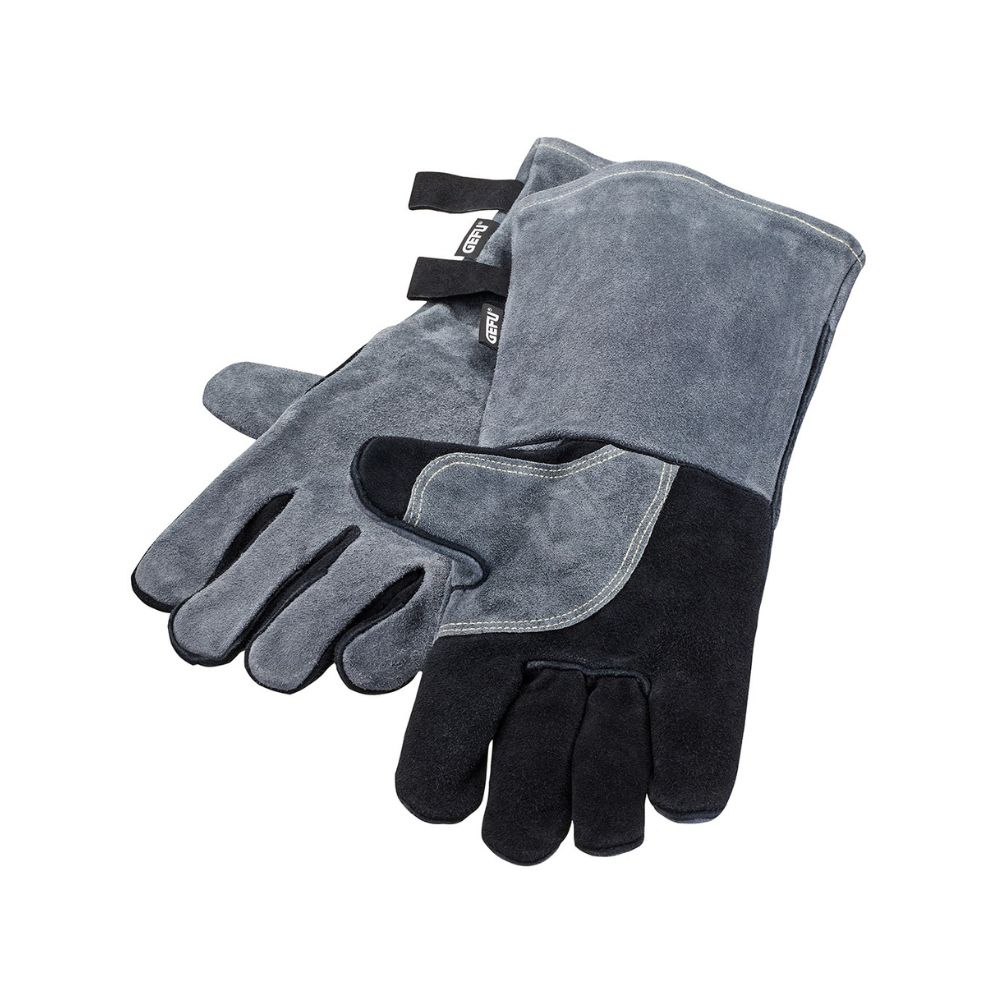 Ένα ζευγάρι γάντια για ψήσιμο γκρι με μαύρο χρώμα