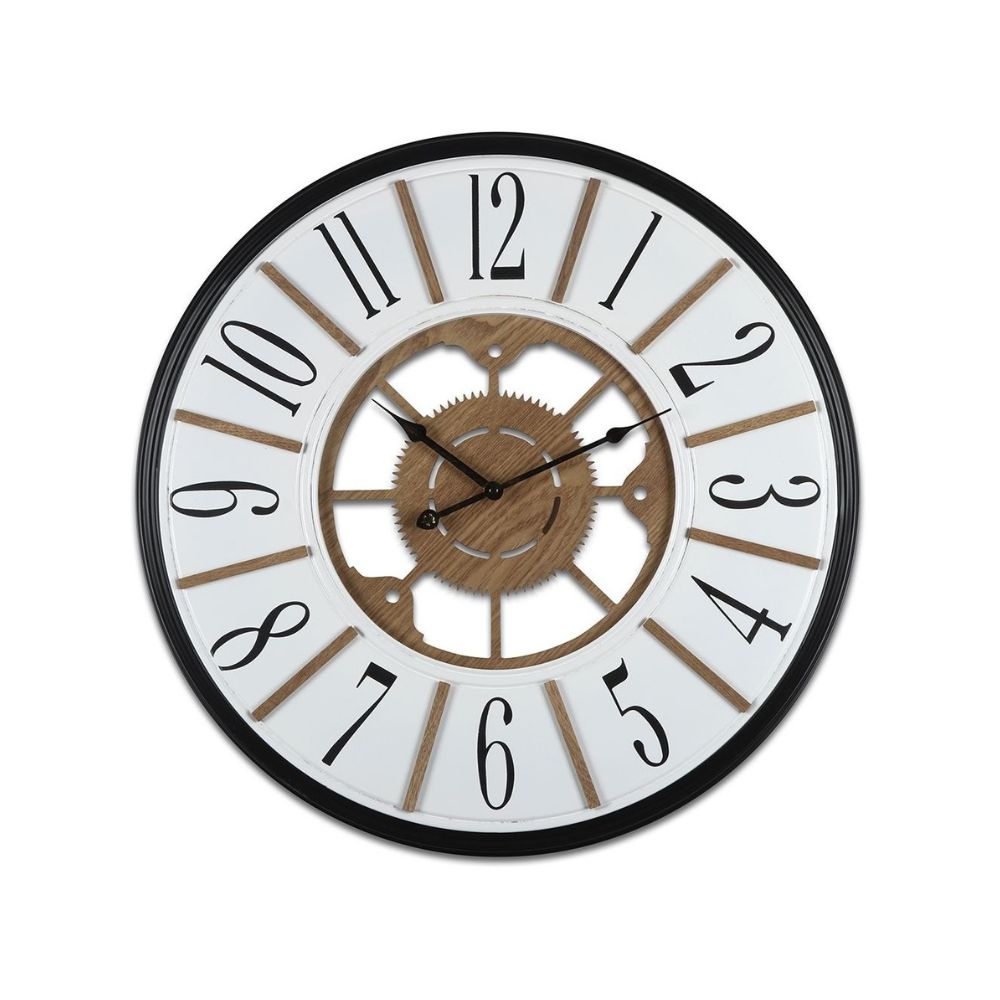 Ένα μεγάλο ρολόι τοίχου 60 εκ. σε χρώματα μαύρο, λευκό και φυσικού ξύλου