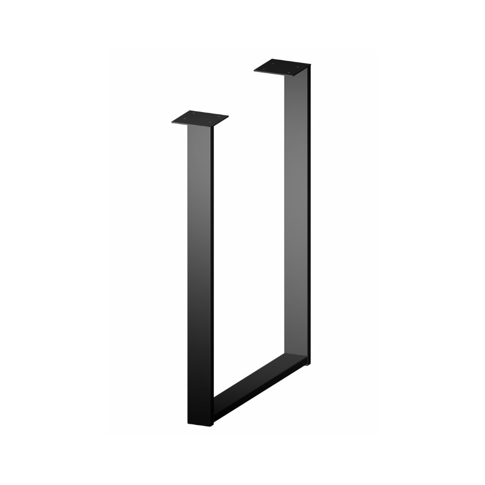 Ένα μεταλλικό τετραγωνισμένο πόδι τραπεζιού σε μαύρο χρώμα