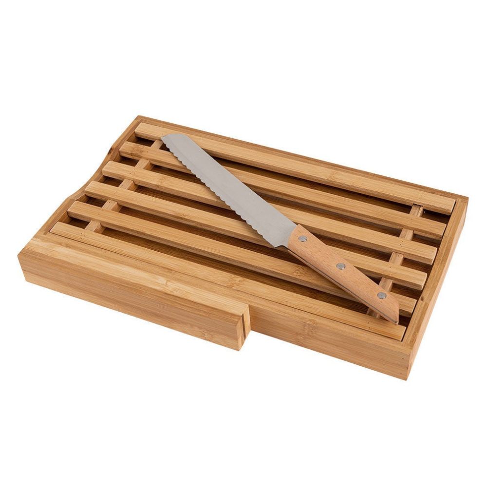 Επιφάνεια Κοπής Ψωμιού από μπαμπού με το μαχαίρι επάνω στην επιφάνεια