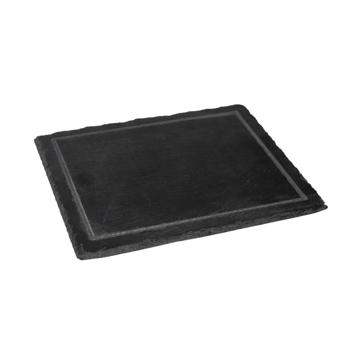 Ένα πλατώ σερβιρίσματος κατασκευασμένο από ανθρακί πέτρα με αυλάκι