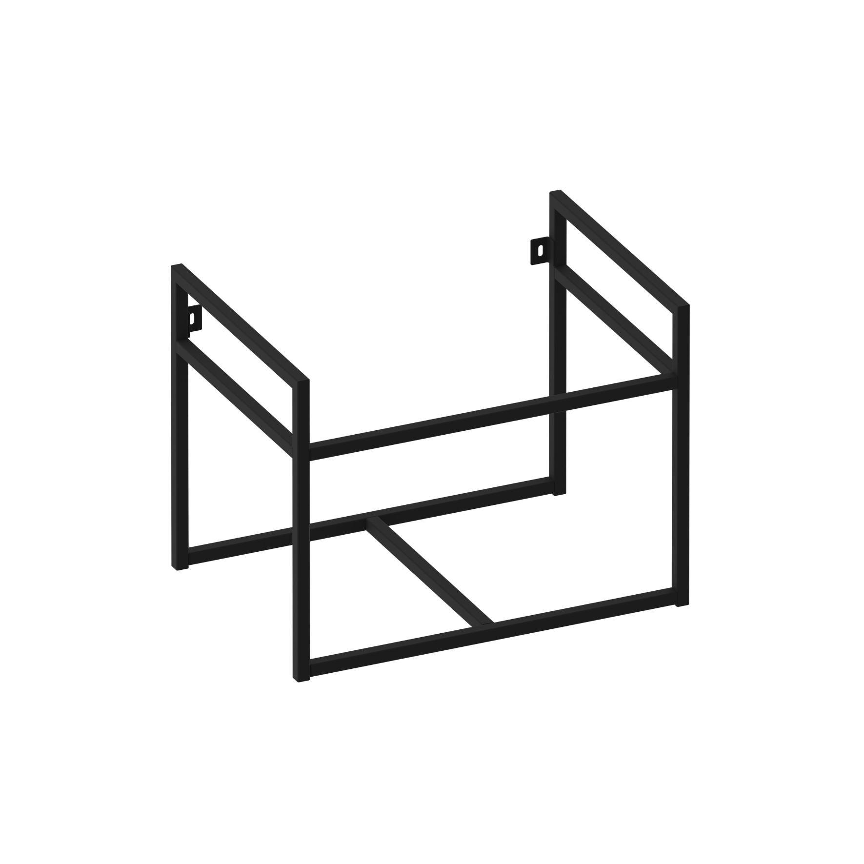 Μία μικρή επιτοίχια μεταλλική μαύρη βάση για έπιπλο νιπτήρα