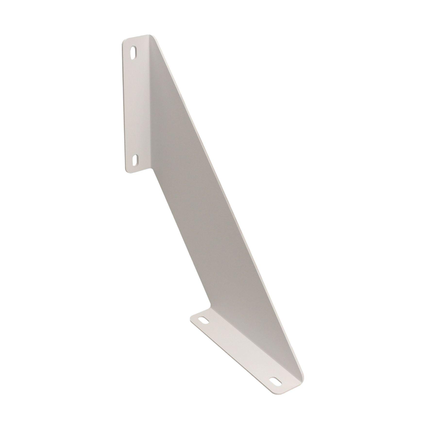 Μία μεταλλική βάση στήριξης ραφιού λευκή φωτογραφισμένη σε λευκό φόντο