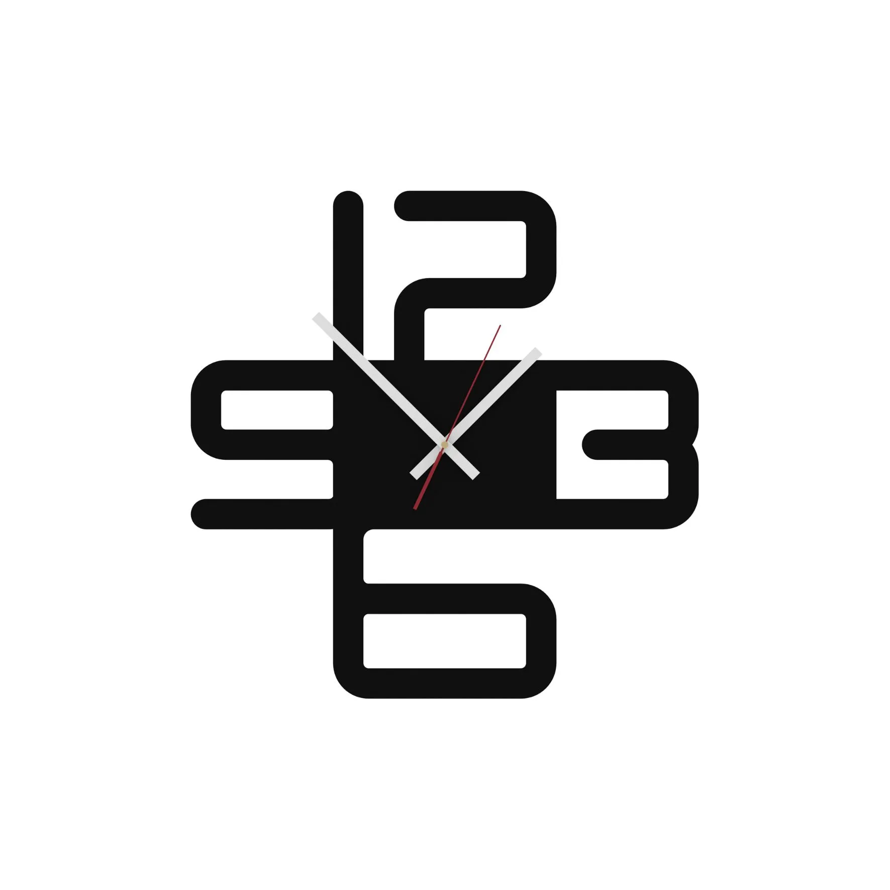 Μαύρο μεταλλικό ρολόι τοίχου σε λευκό φόντο