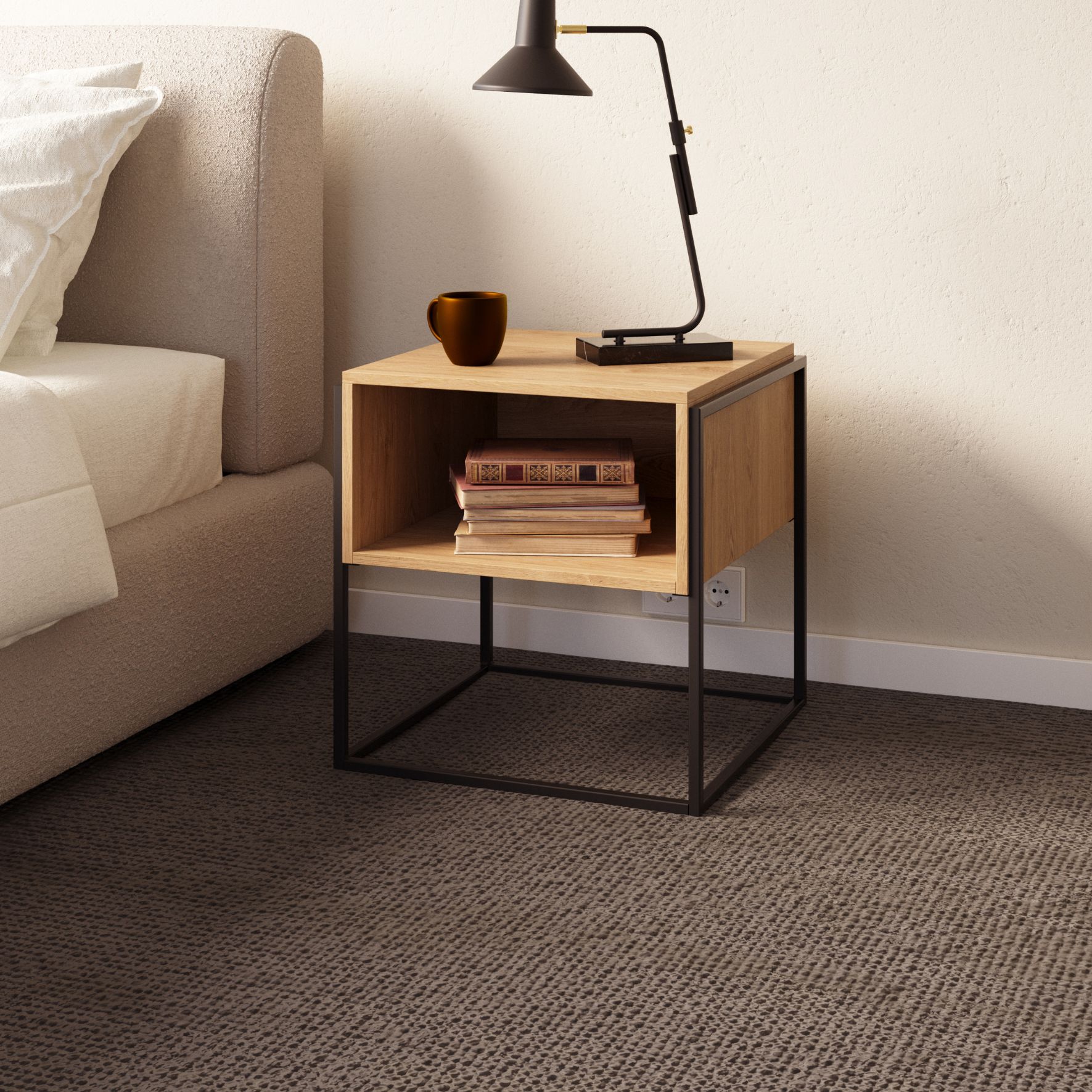 Μεταλλικός σκελετός βάσης κομοδίνου σε μαύρο ματ χρώμα