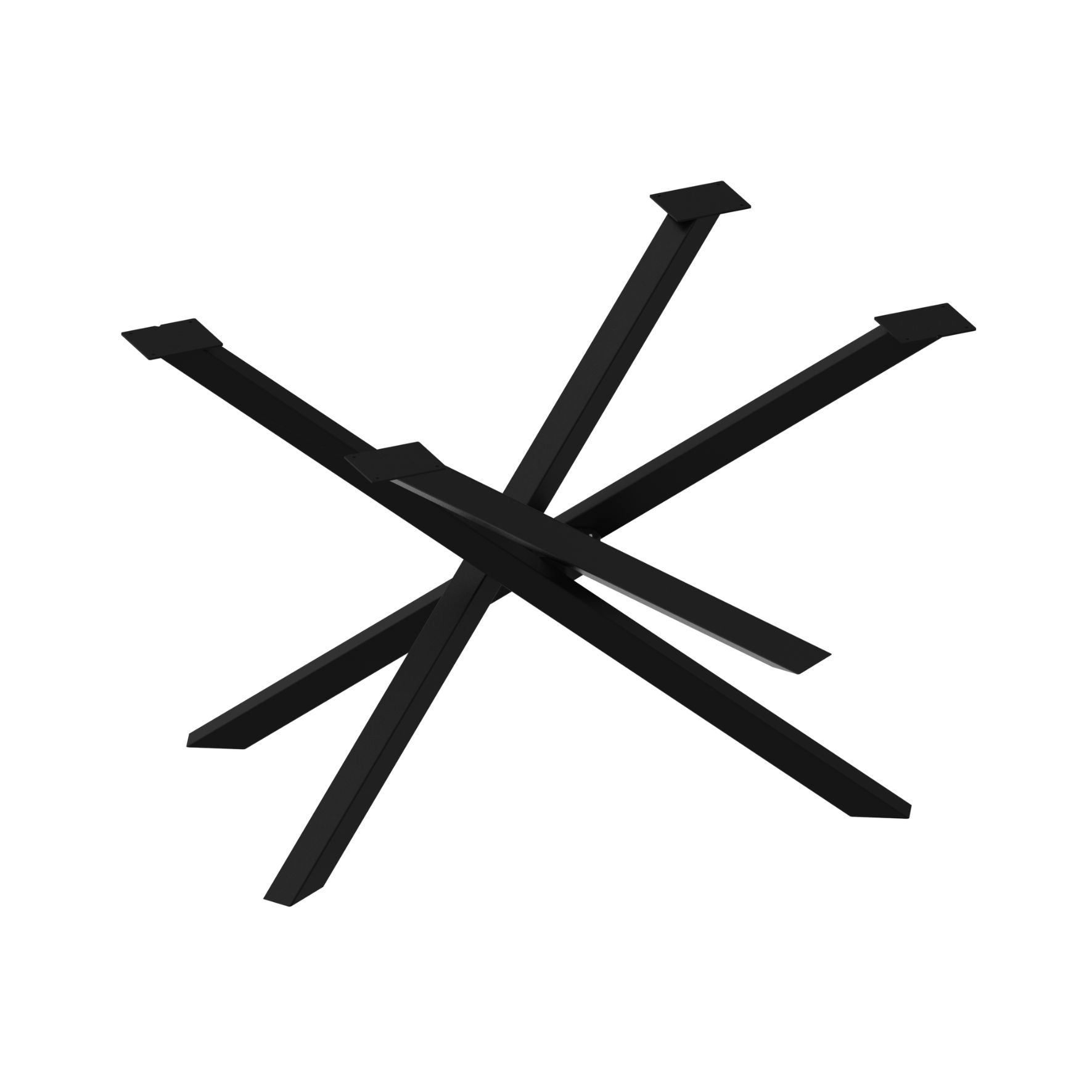 Μεταλλική χιαστί βάση τραπεζιού σε μαύρο ματ φινίρισμα, κατάλληλη για τραπέζια φαγητού, μοντέρνου και industrial σχεδιασμού.