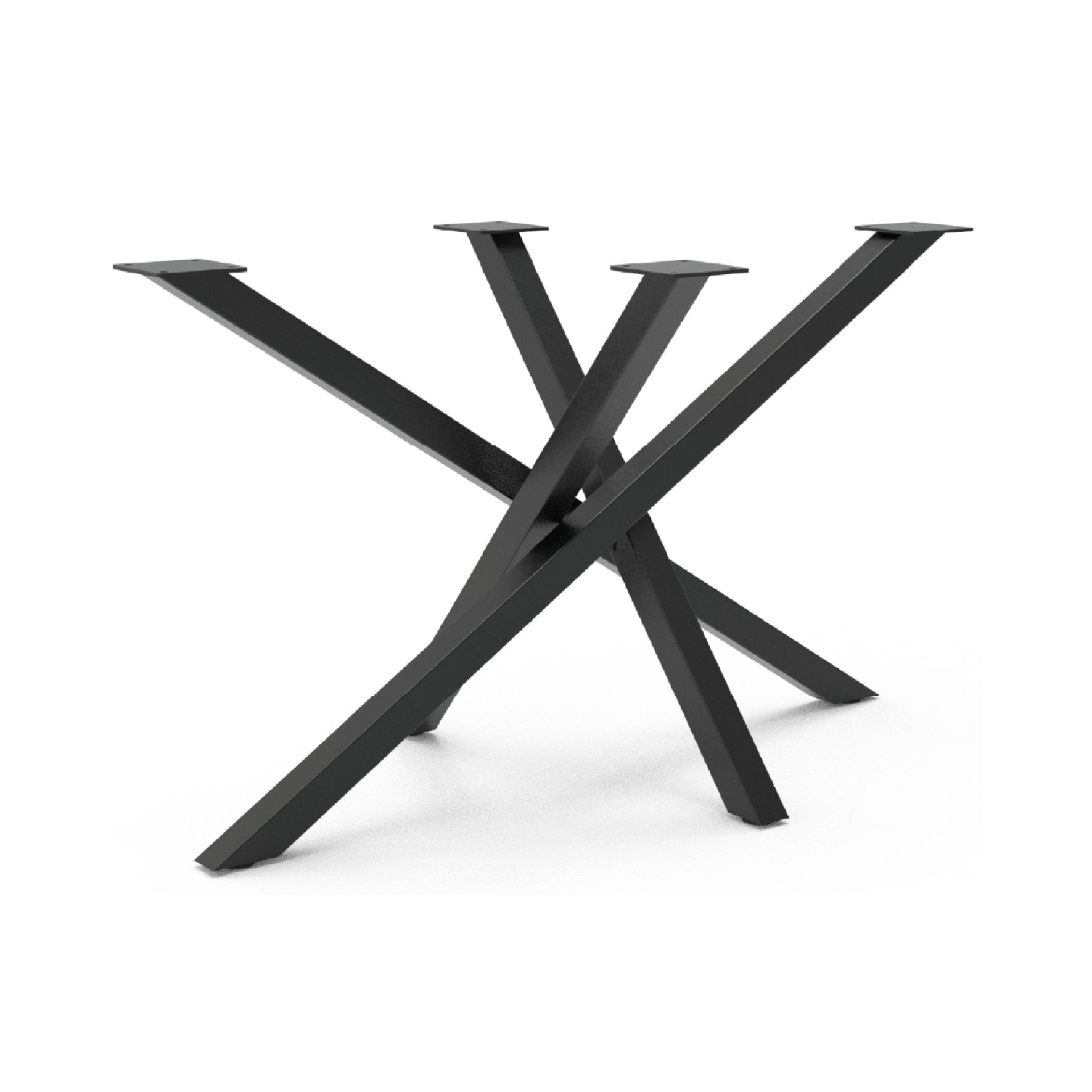 Στρογγυλό τραπέζι τραπεζαρίας με μεταλλική βάση τύπου Χ σε μαύρο ματ